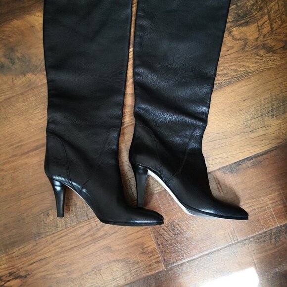 Franklin Elman Italy Soft Leather Knee High Boots Black Size US 9 EU 40 - Picture 5 of 12